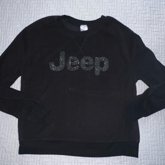 Tops - ✌🏼Jeep shirt - fancy glitter writing - black on black - size medium
